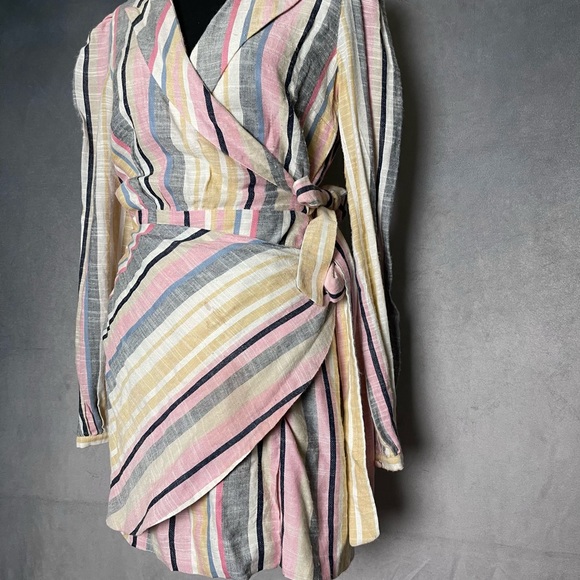 Majorelle Multicolor Stripe wrap Mini dress size small - Picture 4 of 5